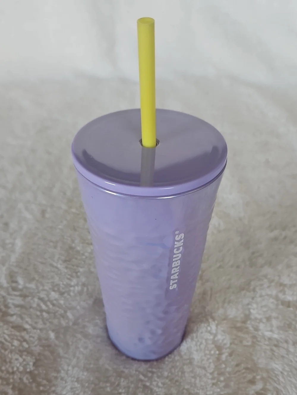 Starbucks 2023 Shimmer Iridescent Lilac Lavender Glass Ripple Wave Tumbler 18oz